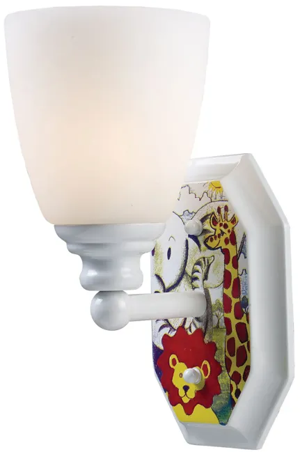 Kidshine 1-Light Sconce At the Zoo in White