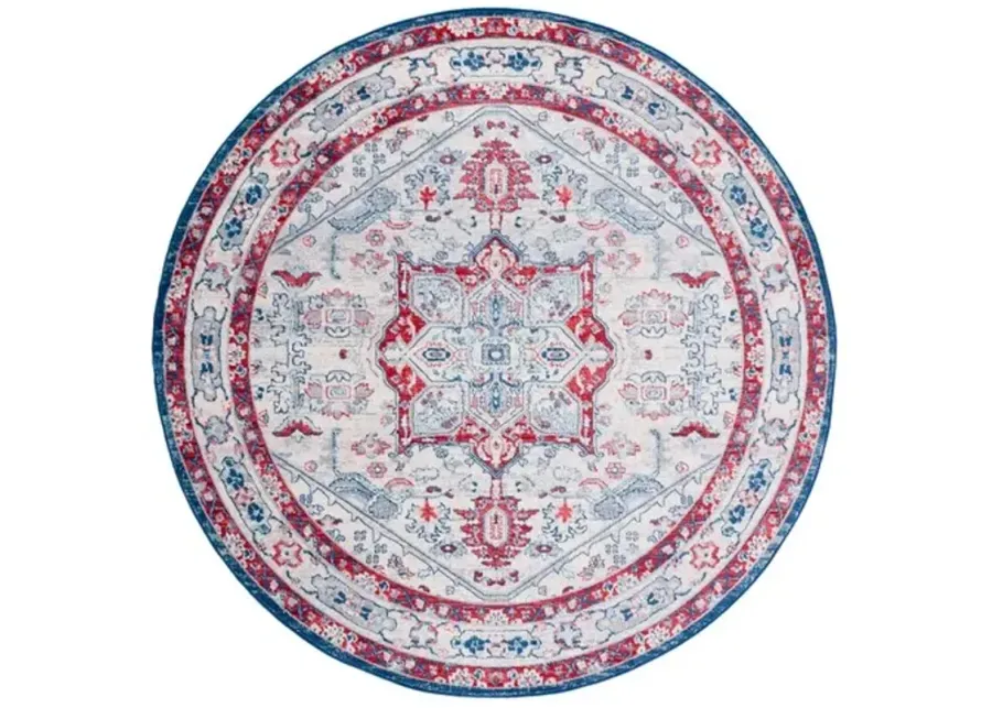 Brentwood 852 Ivory / Red 6'-7" X 6'-7" Round Round Powerloomed Rug