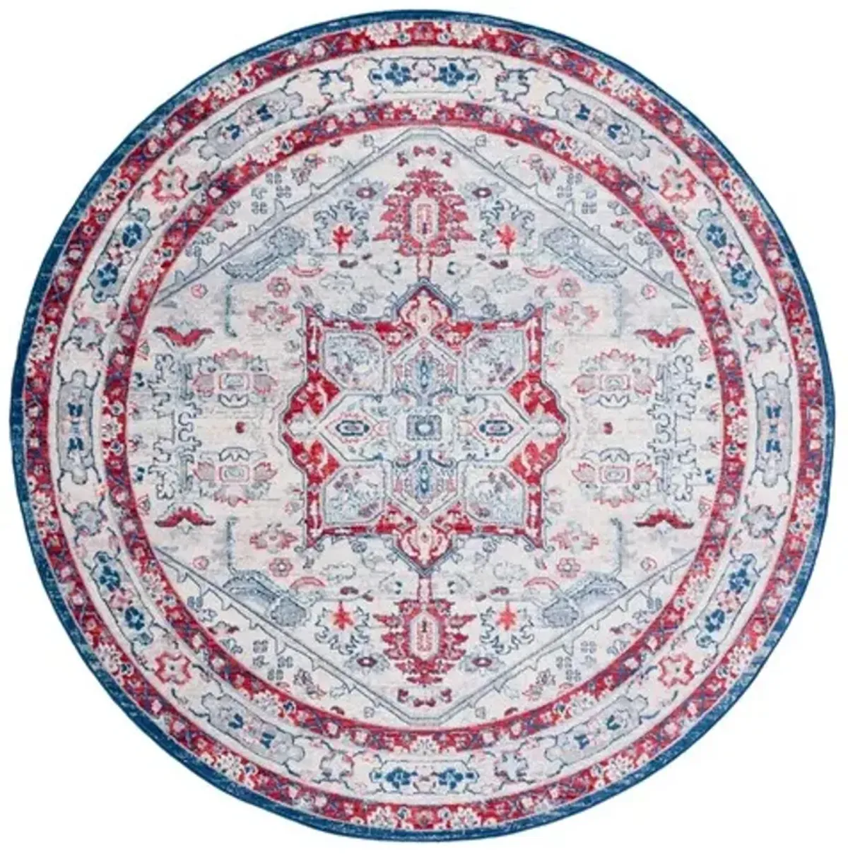 Brentwood 852 Ivory / Red 6'-7" X 6'-7" Round Round Powerloomed Rug