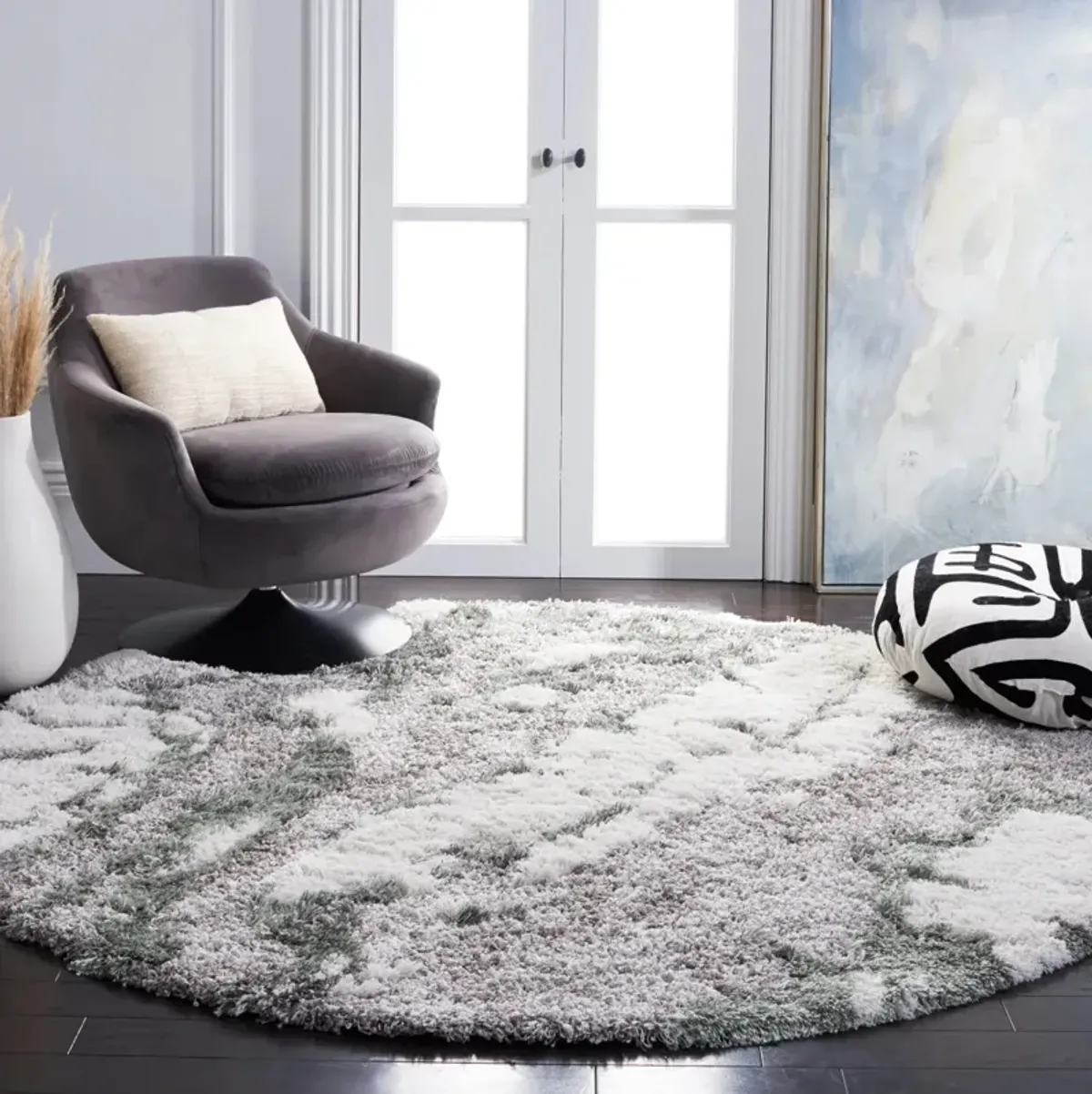 HORIZON SHAG 890 GREY  8' x 8' Round Round Rug