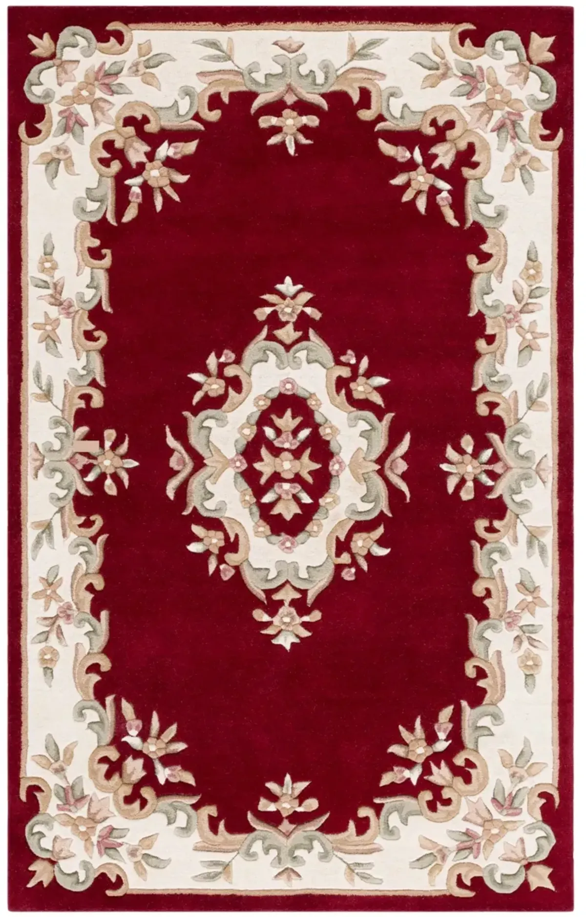 AUBUSSON 301 RED  3' x 5' Small Rectangle Rug