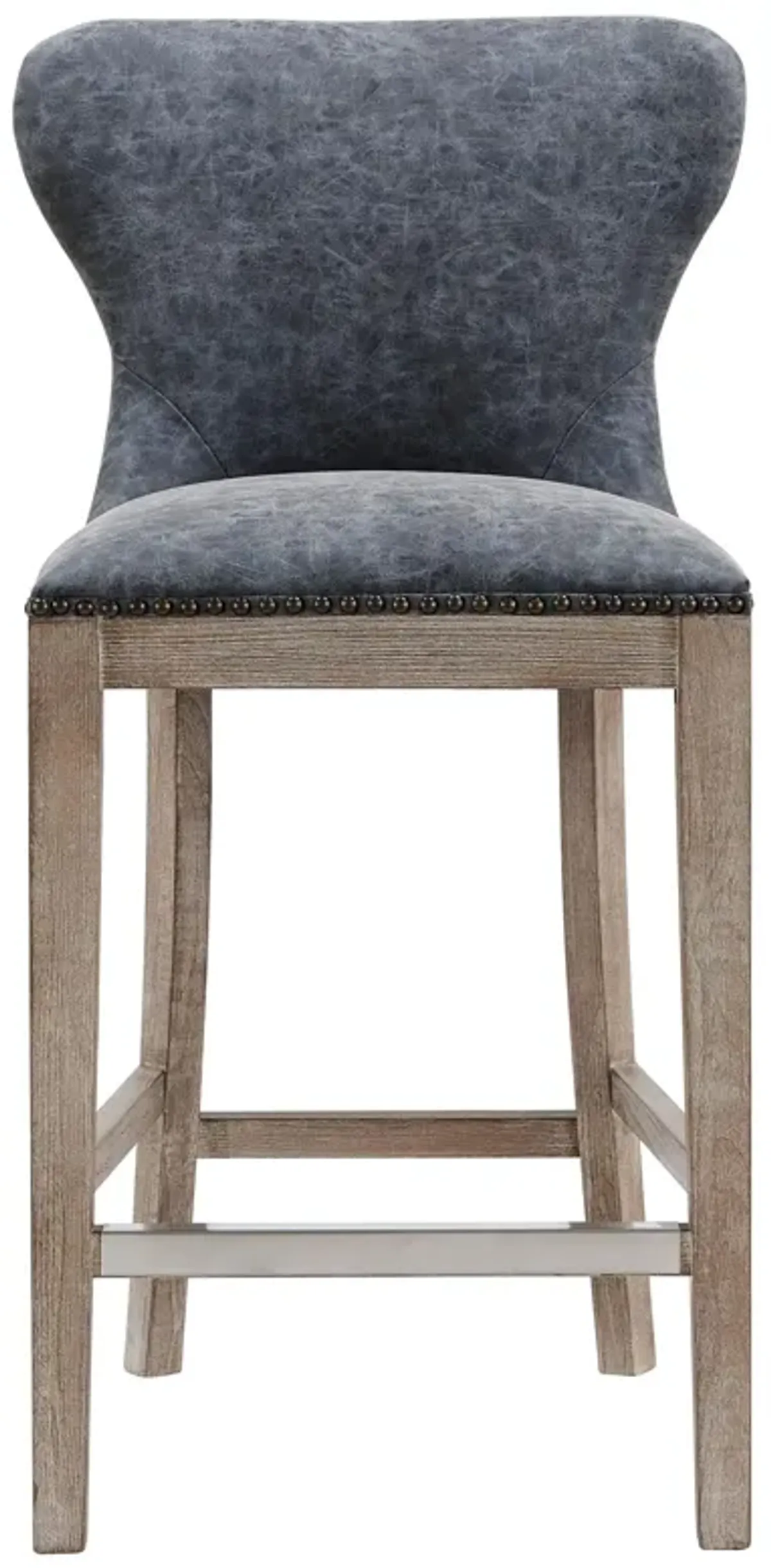 dorsey pu counter stool drift wood legs, nubuck charcoal