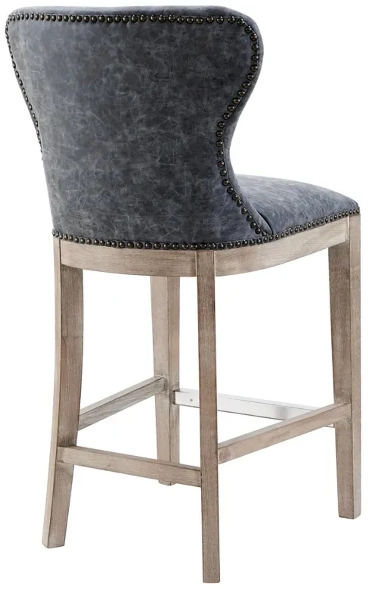 dorsey pu counter stool drift wood legs, nubuck charcoal