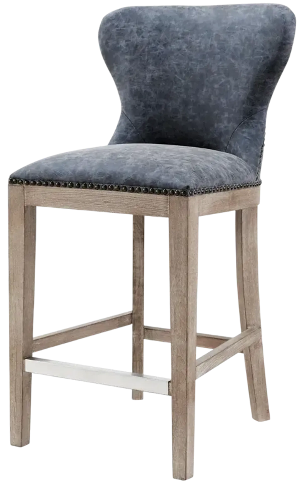 dorsey pu counter stool drift wood legs, nubuck charcoal