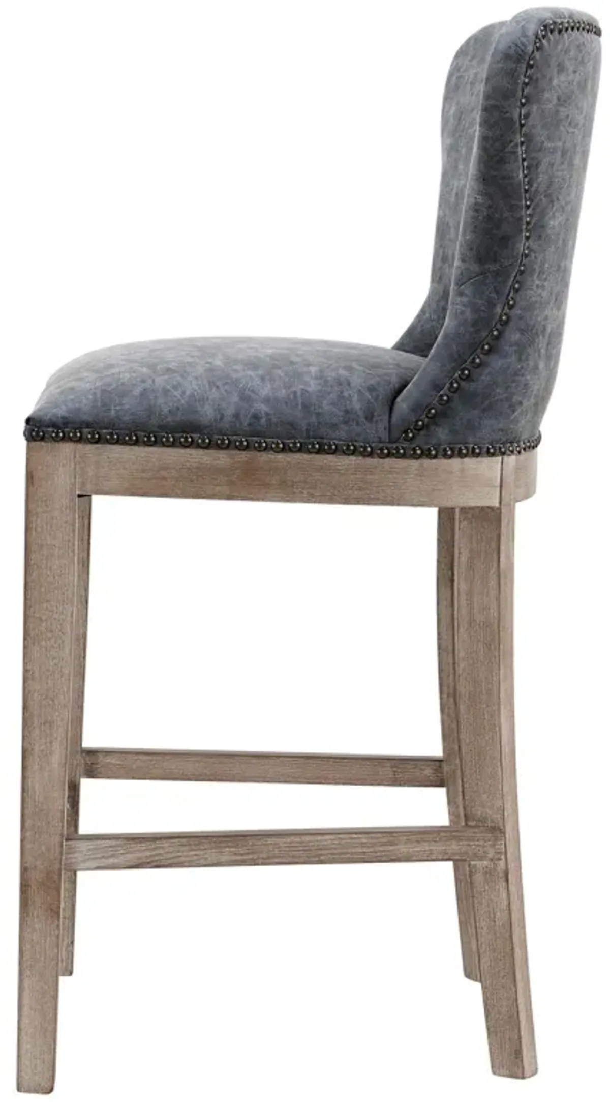 dorsey pu counter stool drift wood legs, nubuck charcoal