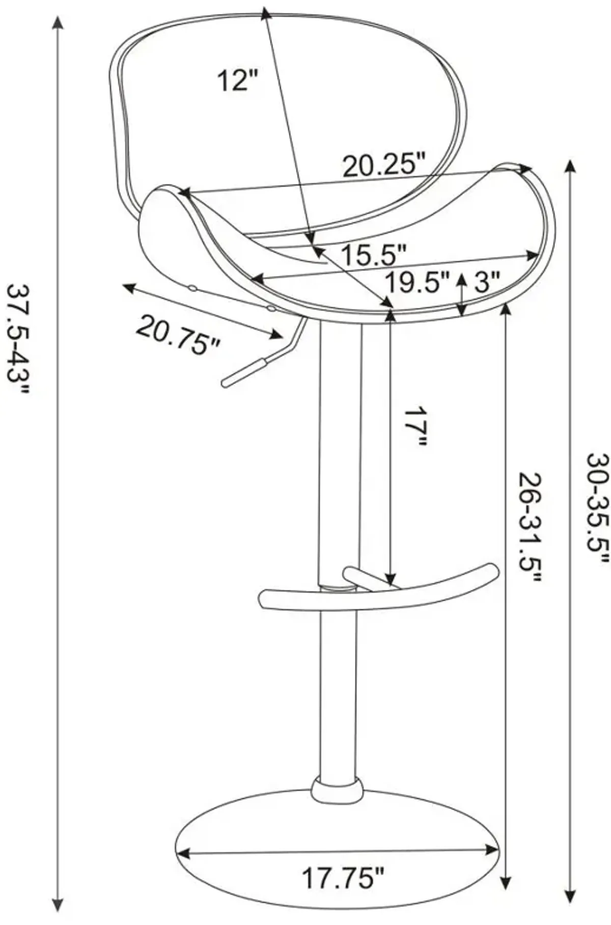 Harris Adjustable Bar Stool Ecru and Chrome