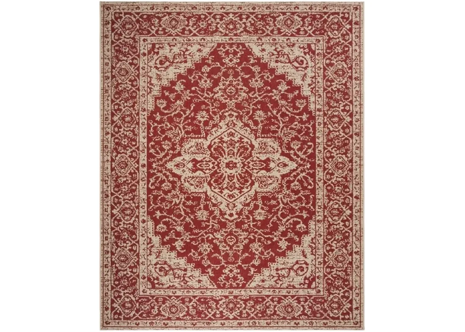 Safavieh BEACH HOUSE Collection BHS137Q-5 Red / Creme 5'-3" X 7'-6"