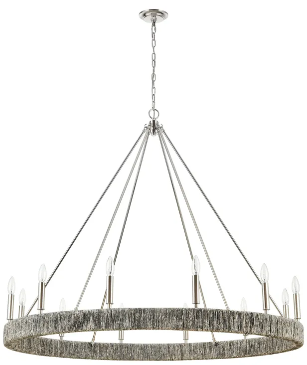 Abaca 48" Wide 12-Light Chandelier - Polished Nickel