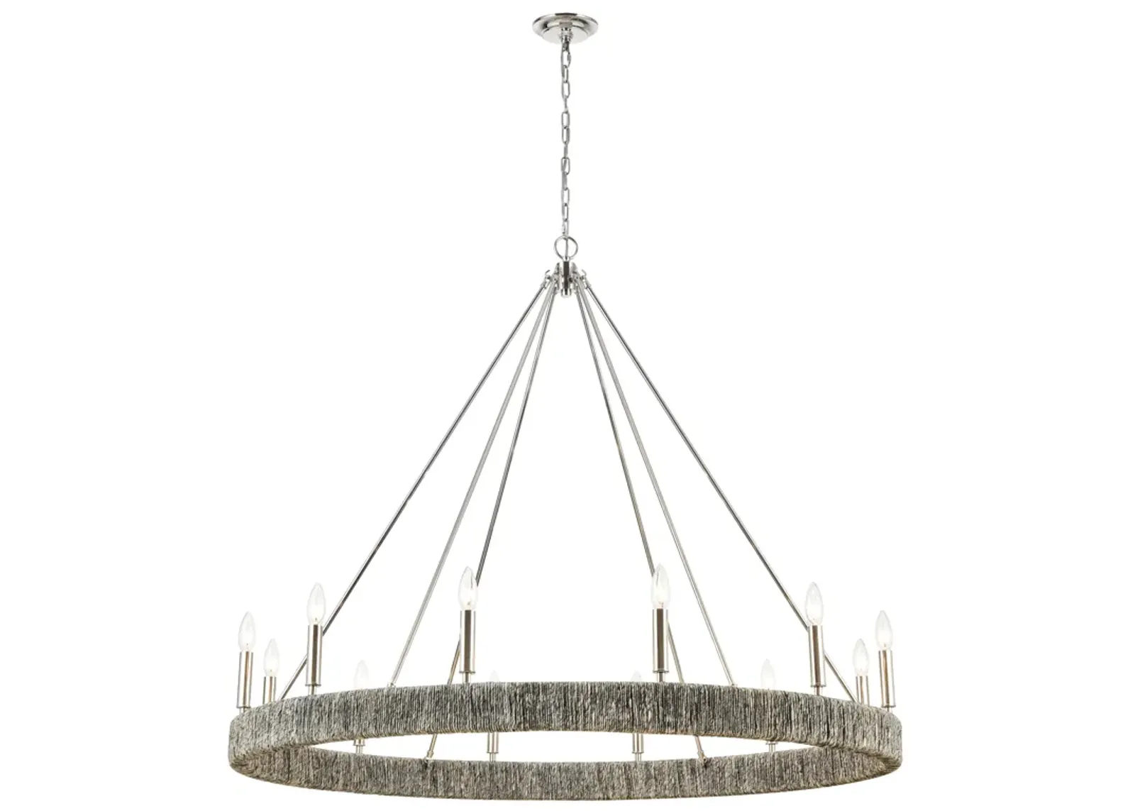 Abaca 48" Wide 12-Light Chandelier - Polished Nickel