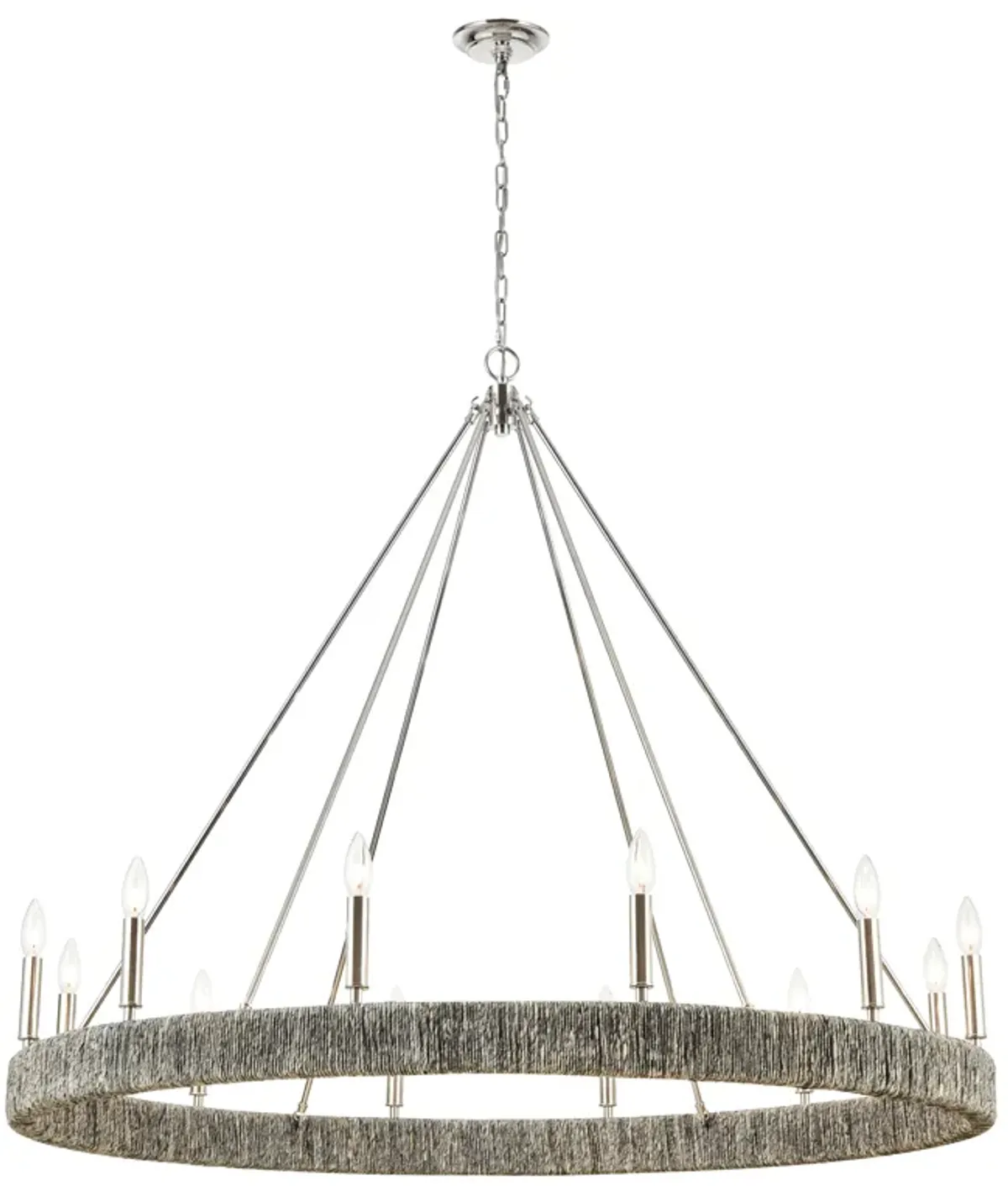 Abaca 48" Wide 12-Light Chandelier - Polished Nickel