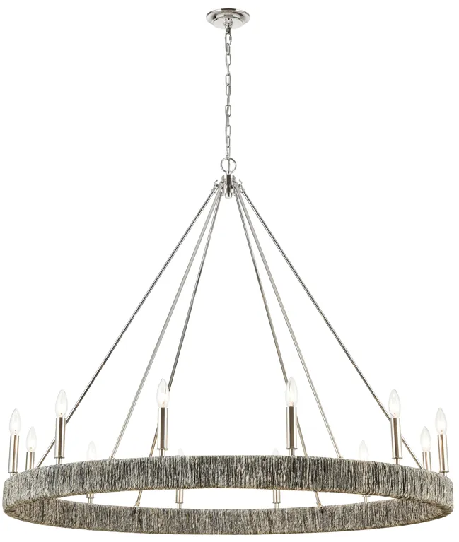 Abaca 48" Wide 12-Light Chandelier - Polished Nickel