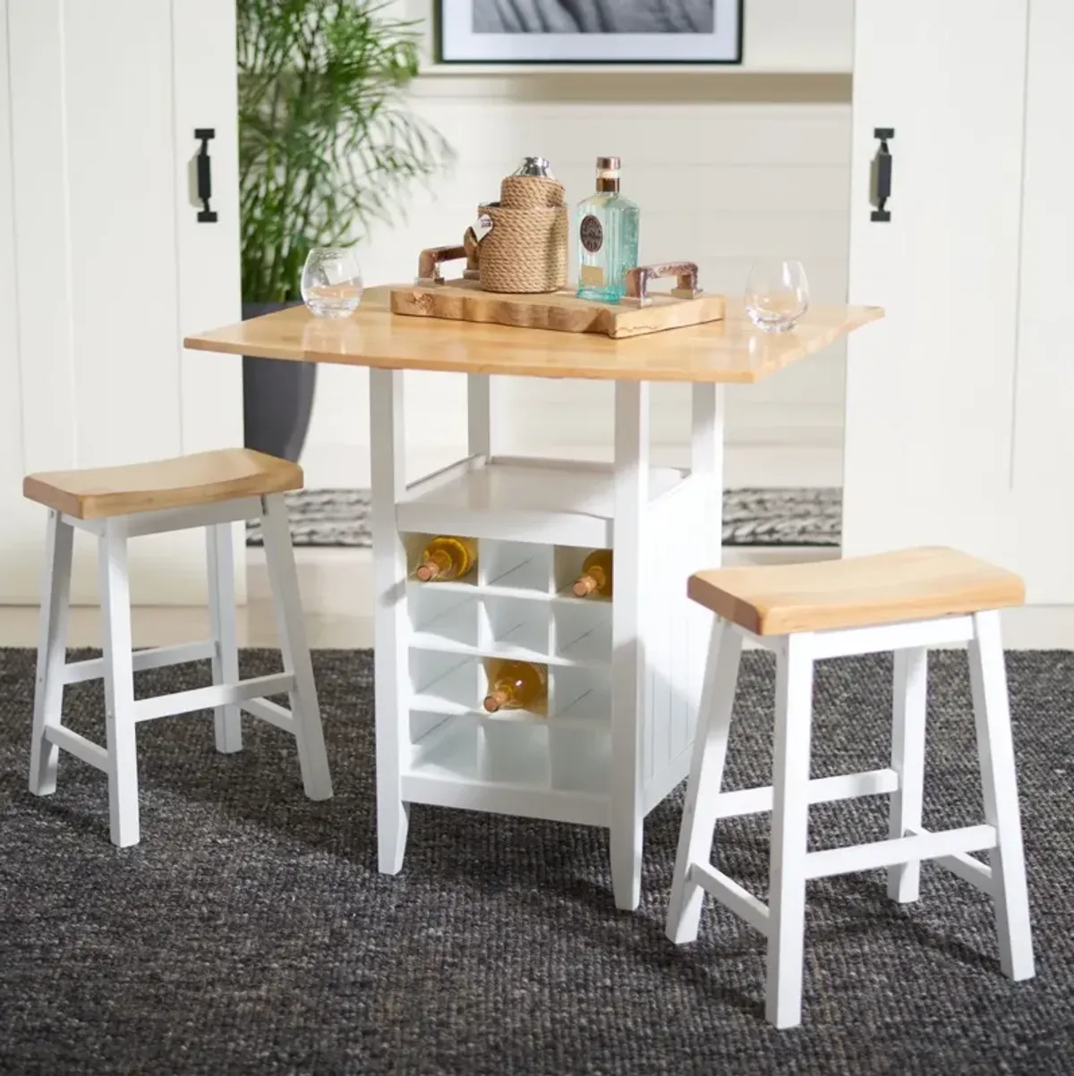  EMERIC 3 PC SET DROP LEAF PUB TABLE