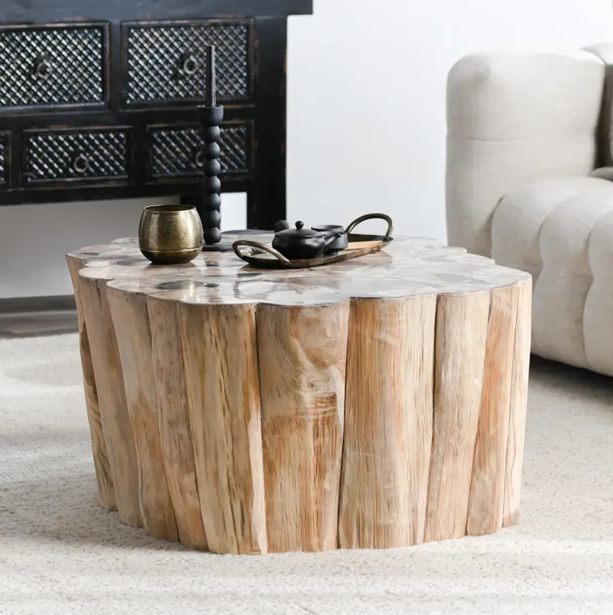 Norwest Teak Wood Coastal Coffee Table in Natural Tone