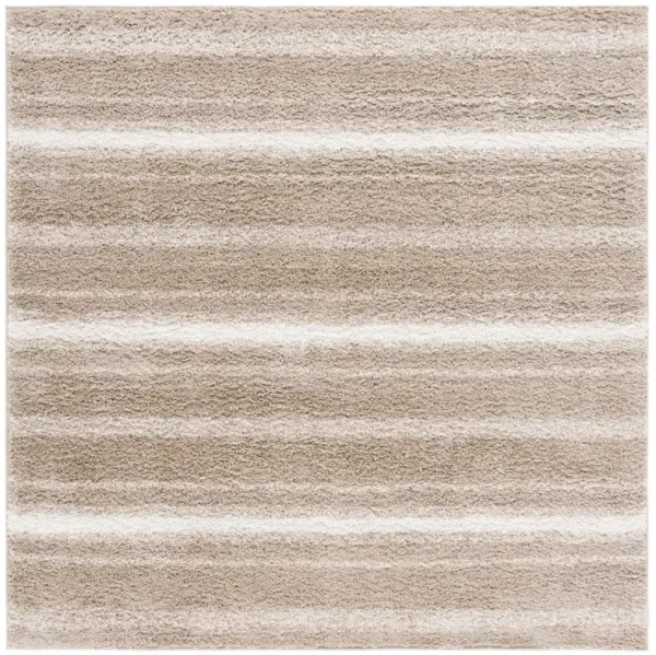 BORDER & STRIPE SHAG 252 Beige 6'-7' X 6'-7' Square Square Rug