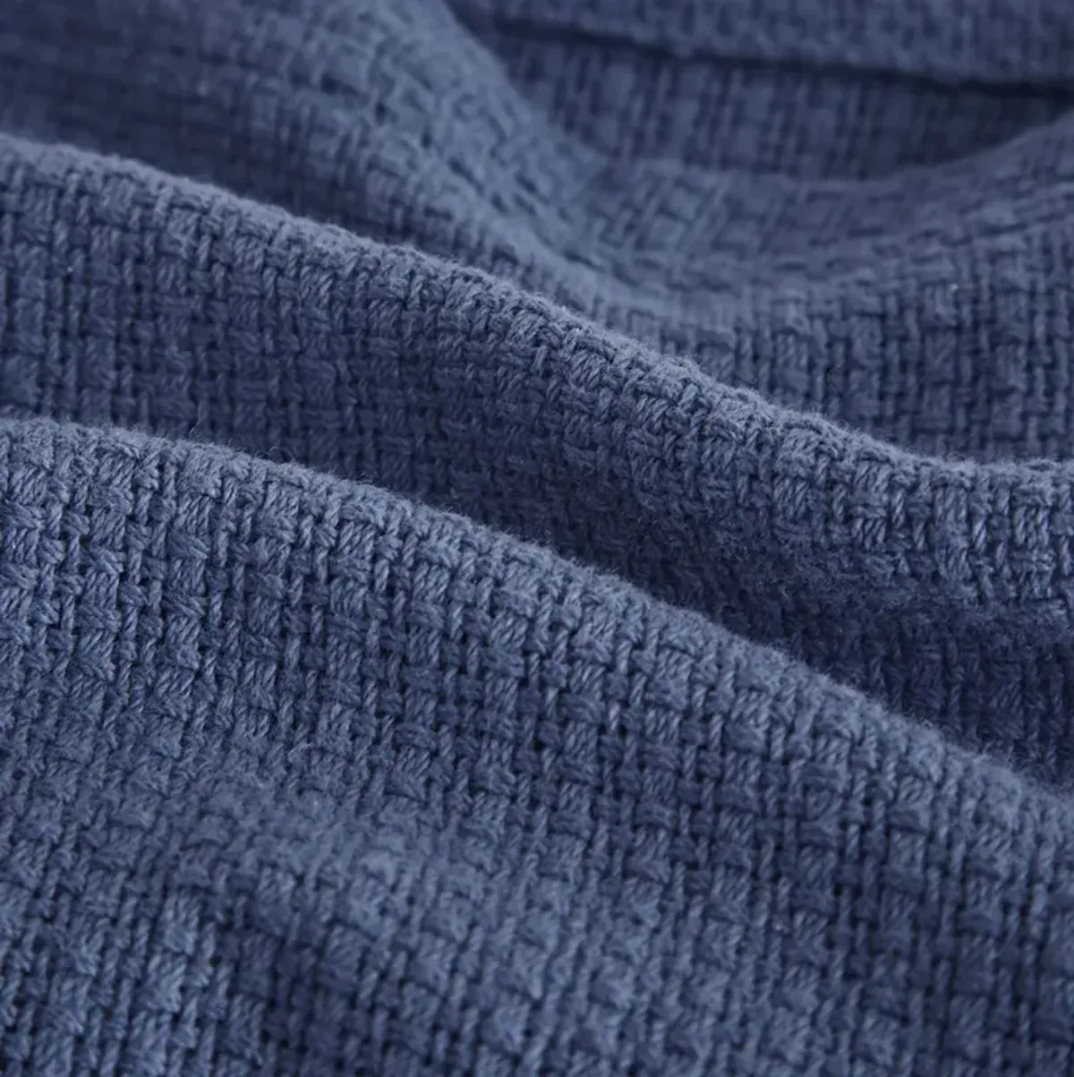 Madison Park Freshspun Basketweave Navy Cotton Blanket