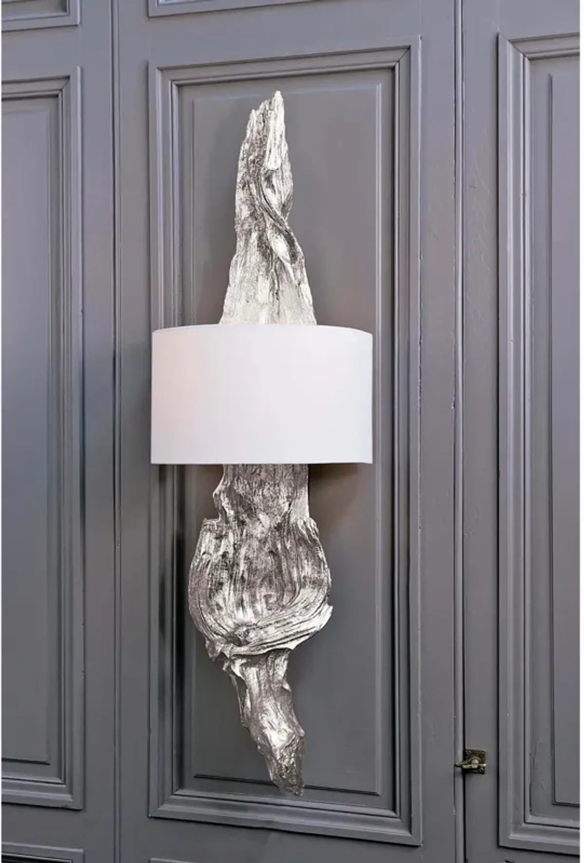 Driftwood Ambered Silver Leaf Sconce 