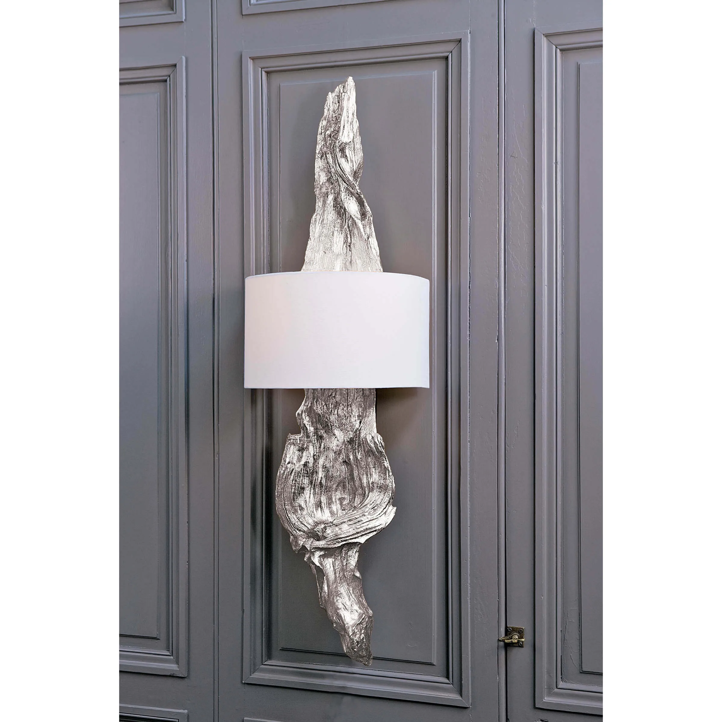 Driftwood Ambered Silver Leaf Sconce 