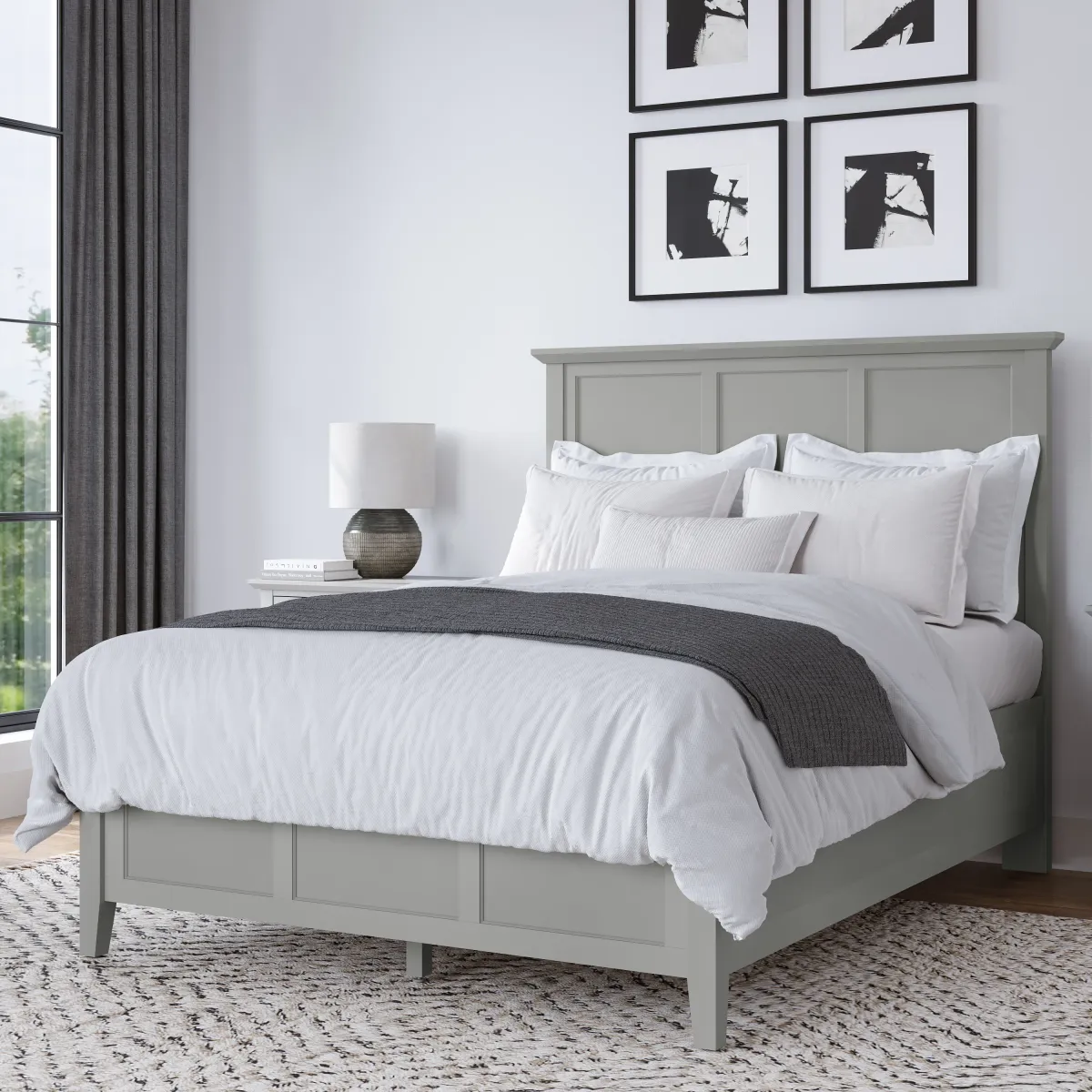 Grace Full-size Three Panel Bed in Elephant Grey