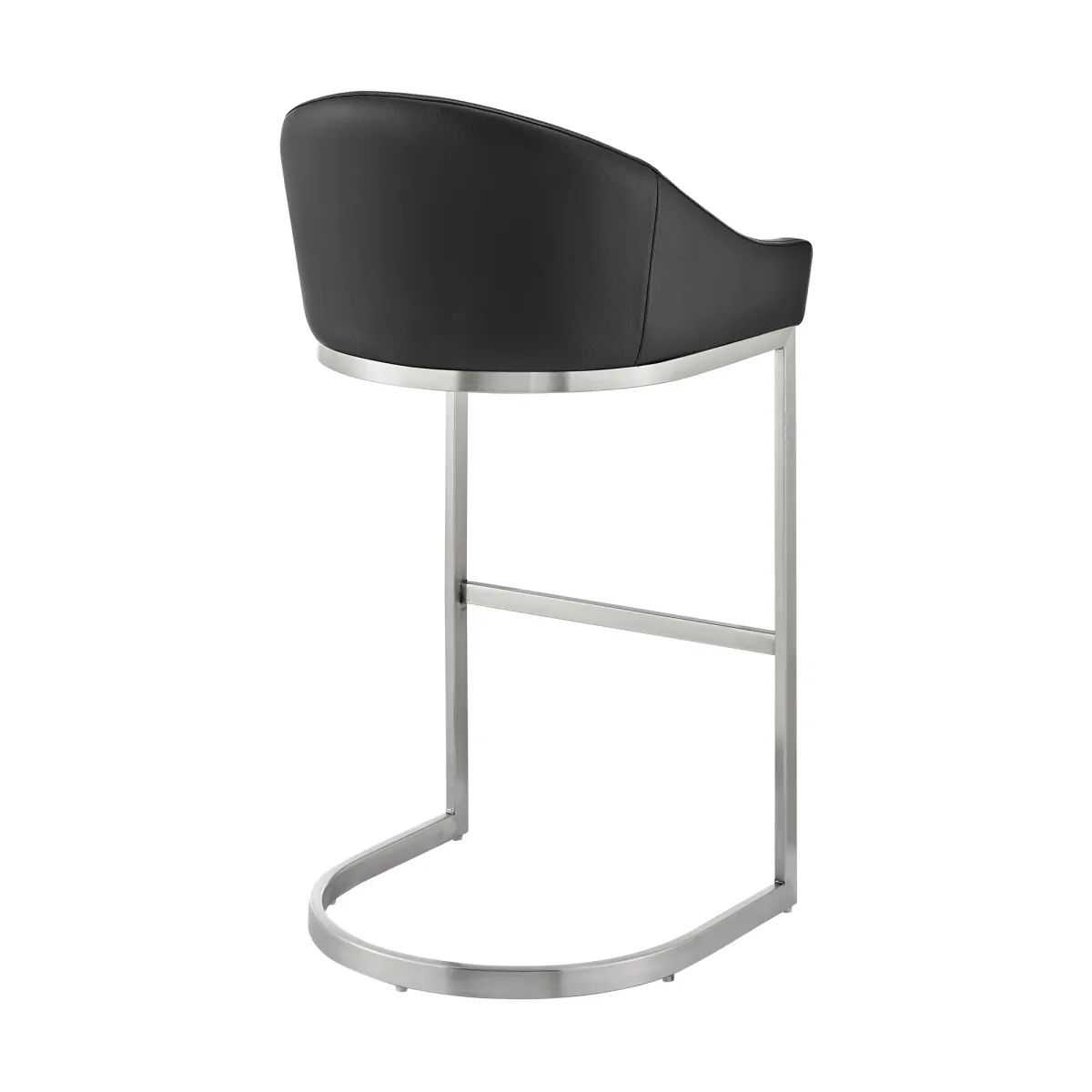 Katherine 30" Bar Stool in Brushed Stainless Steel with Black Faux Leather