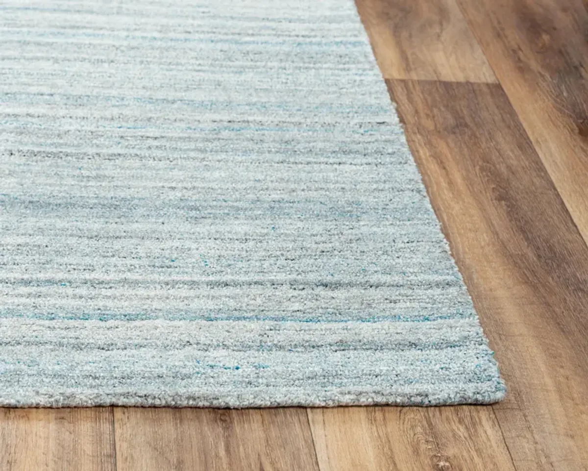 Seasand Teal Muted Stripe Recycled Polyester 8'6" x 11'6" Rectangle Rug