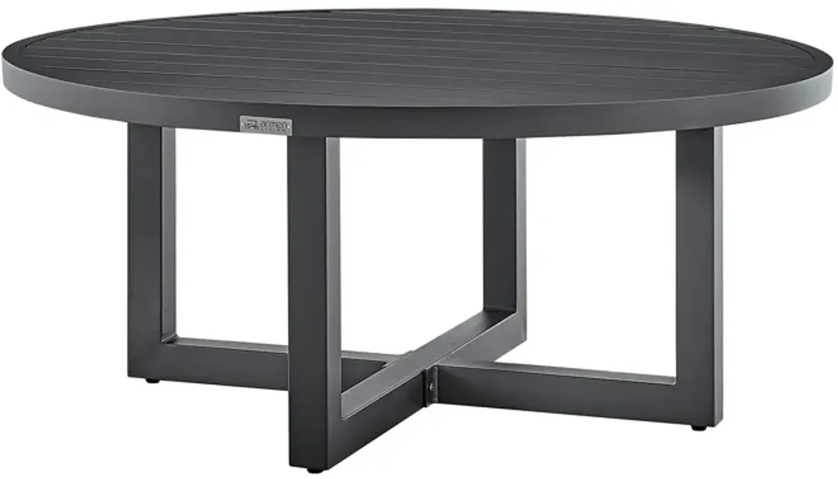 Argiope Outdoor Patio Round Coffee Table in Gray Aluminum