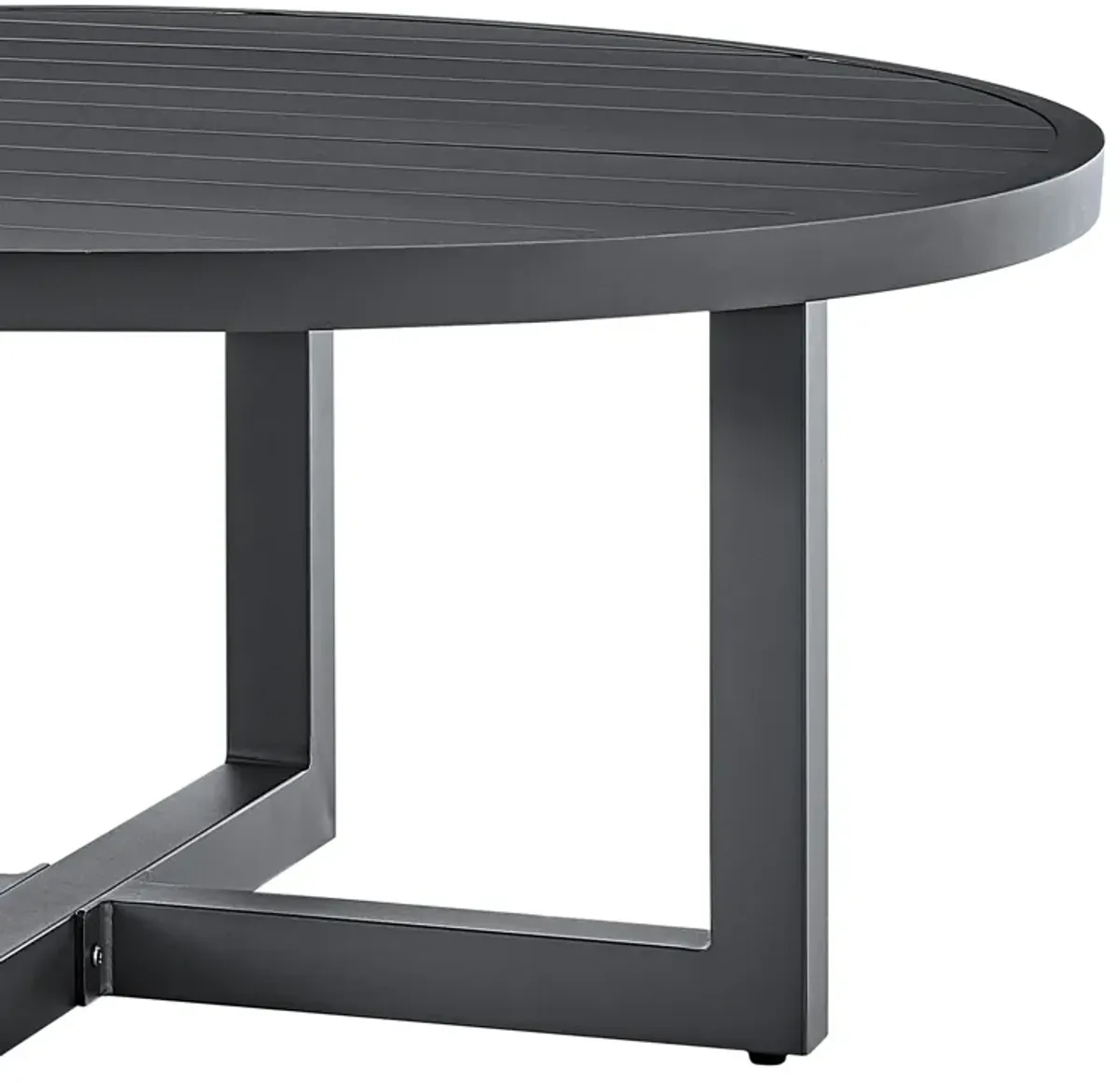 Argiope Outdoor Patio Round Coffee Table in Gray Aluminum