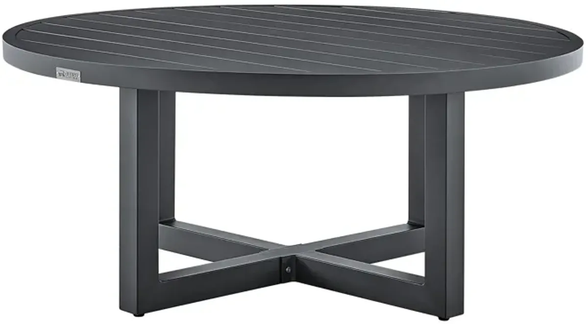 Argiope Outdoor Patio Round Coffee Table in Gray Aluminum