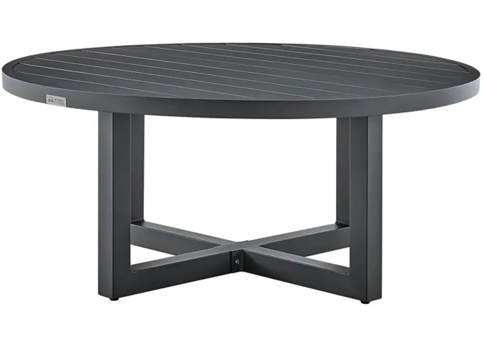 Argiope Outdoor Patio Round Coffee Table in Gray Aluminum