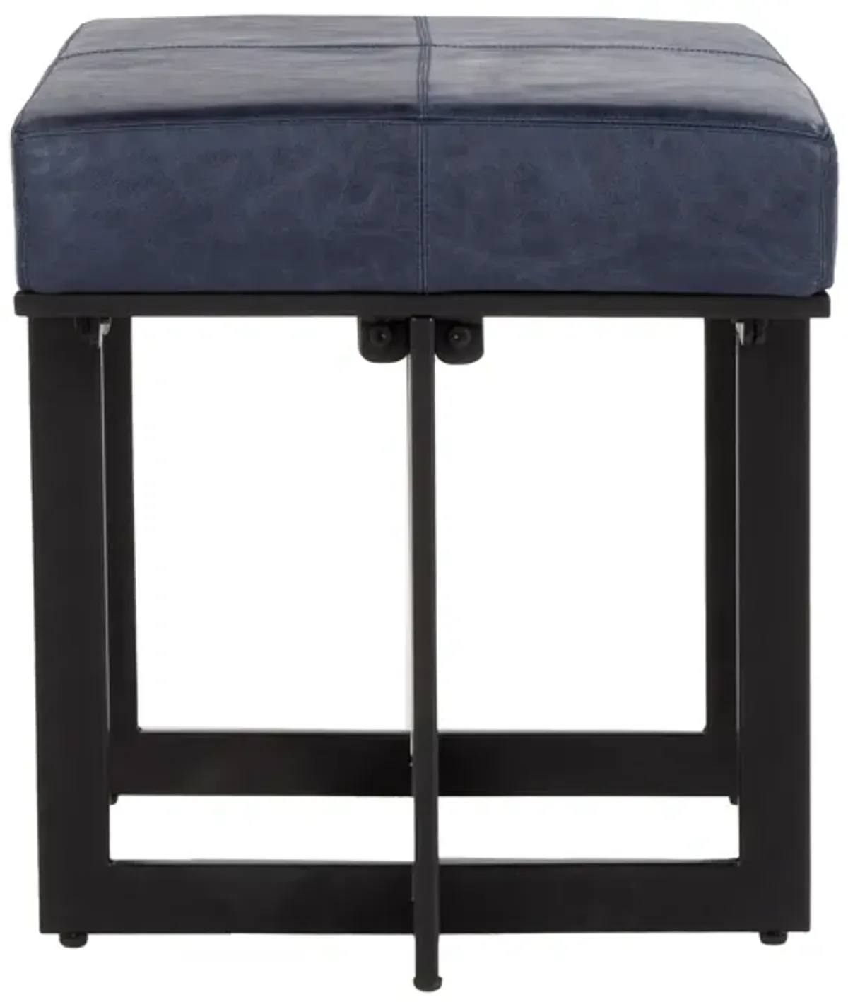 Calvin Transitional Genuine Leather Stool in Nightfall Blue