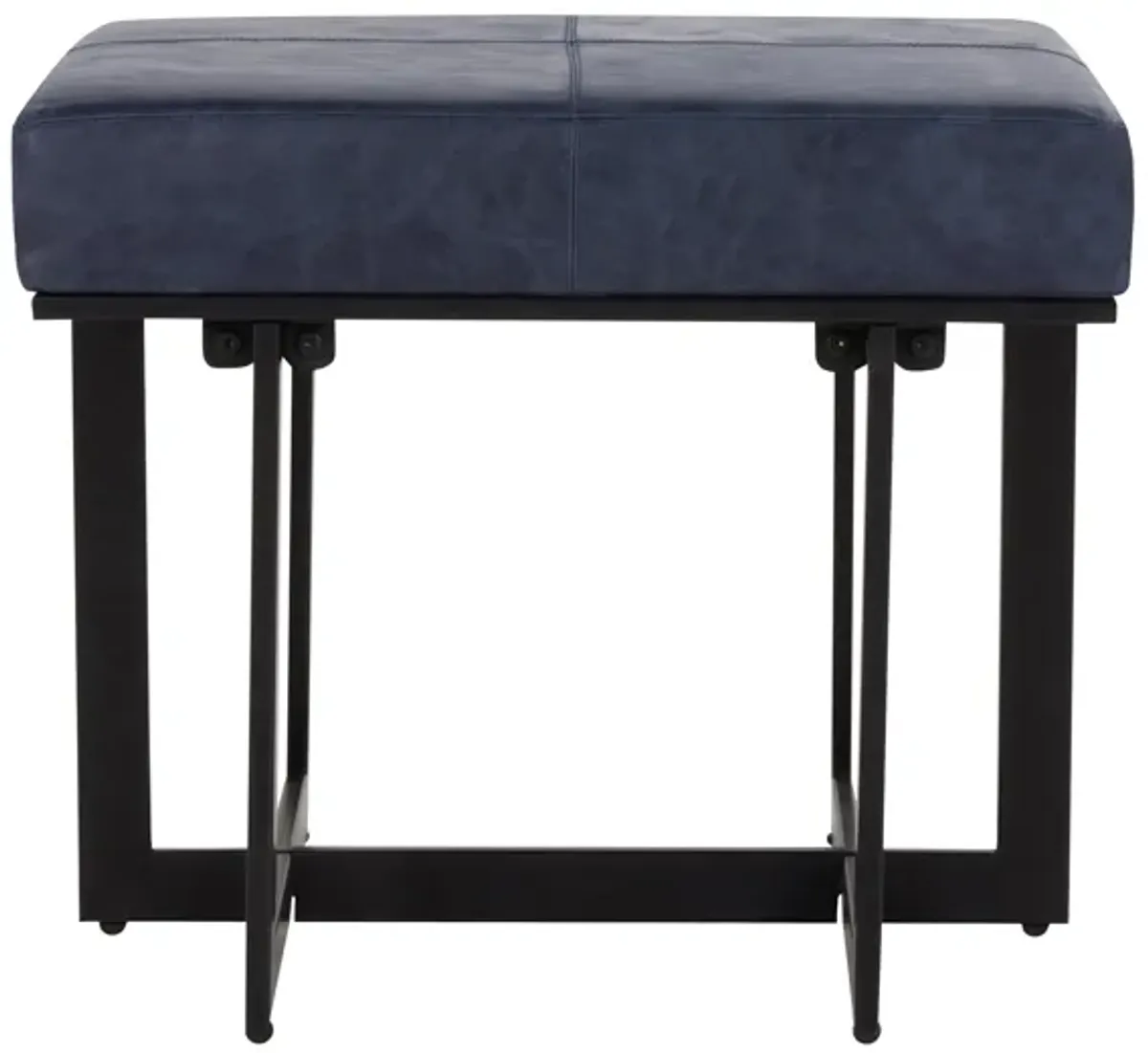 Calvin Transitional Genuine Leather Stool in Nightfall Blue