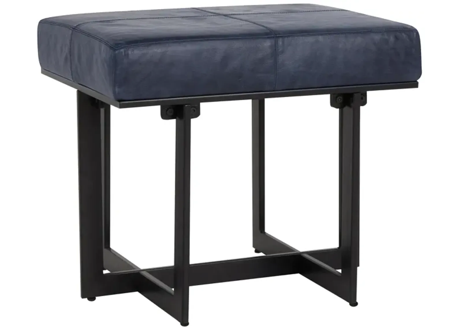 Calvin Transitional Genuine Leather Stool in Nightfall Blue