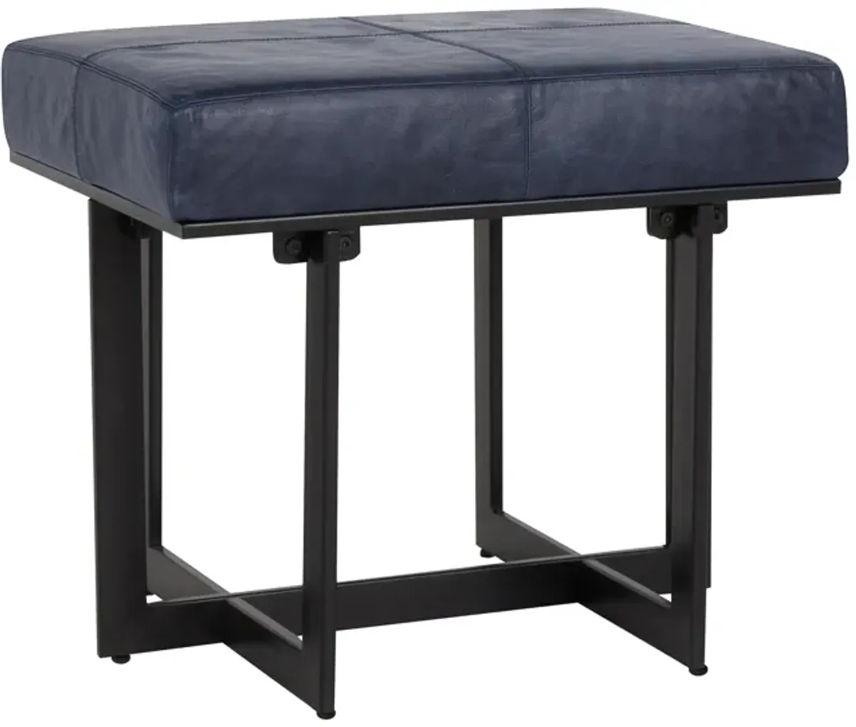 Calvin Transitional Genuine Leather Stool in Nightfall Blue