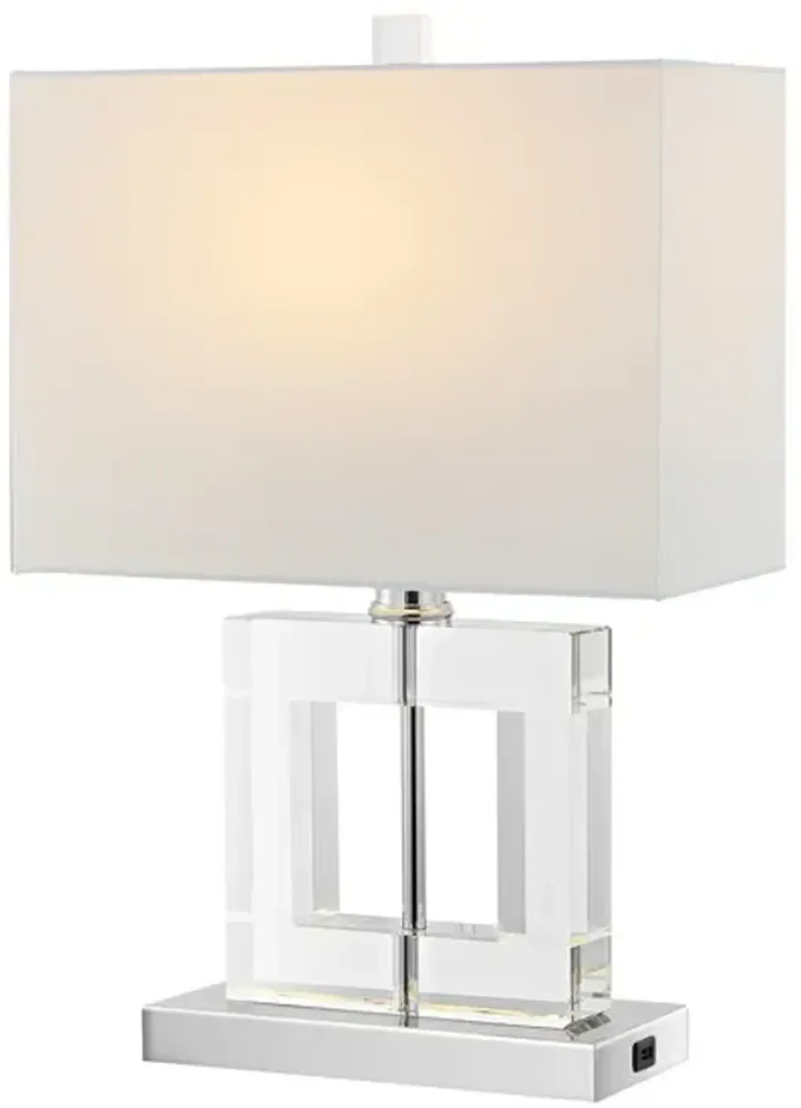 TOWN SQUARE, 21 INCH, CLEAR/WHITE, CRYSTAL/IRON TABLE LAMP W/ USB PORT?