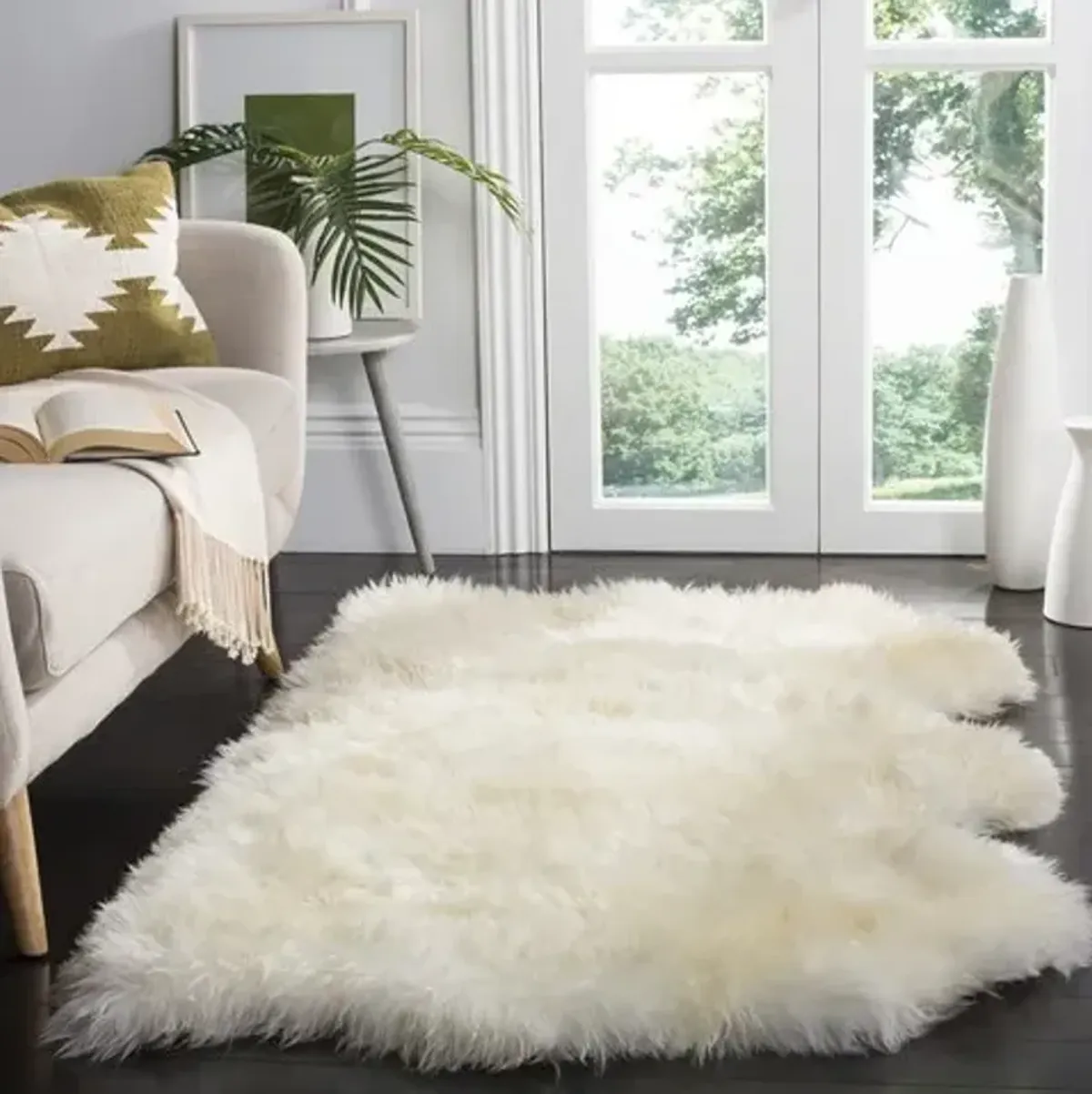 SHEEP SKIN 211  White 3' X 5' Small Rectangle Rug