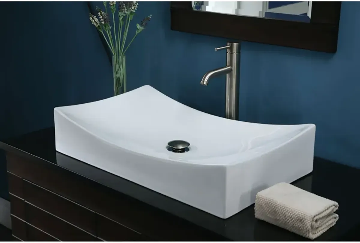 Vitreous China Rectangle Vessel Sink - White 26 inch