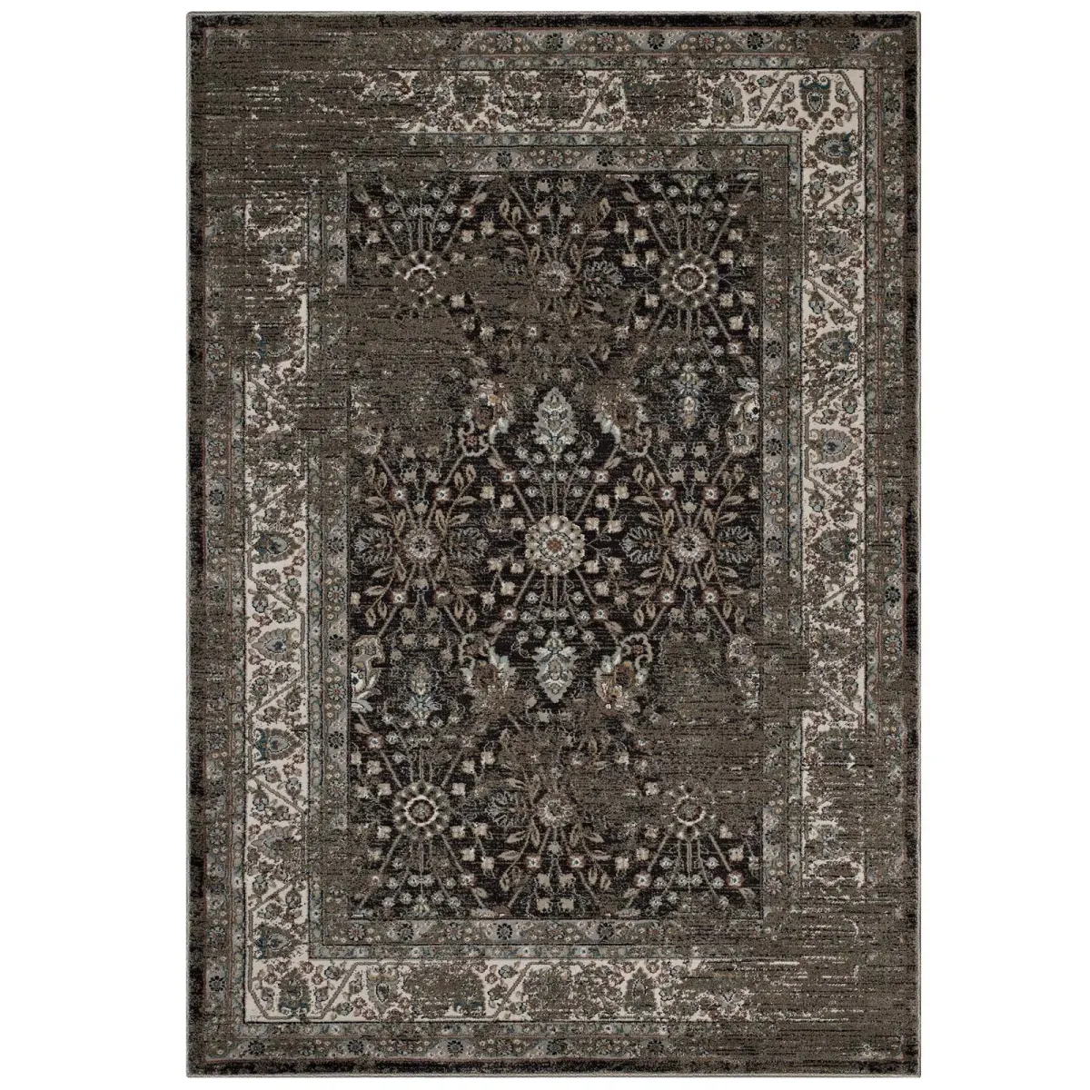 Berit Distressed Vintage Floral Lattice 8x10 Area Rug