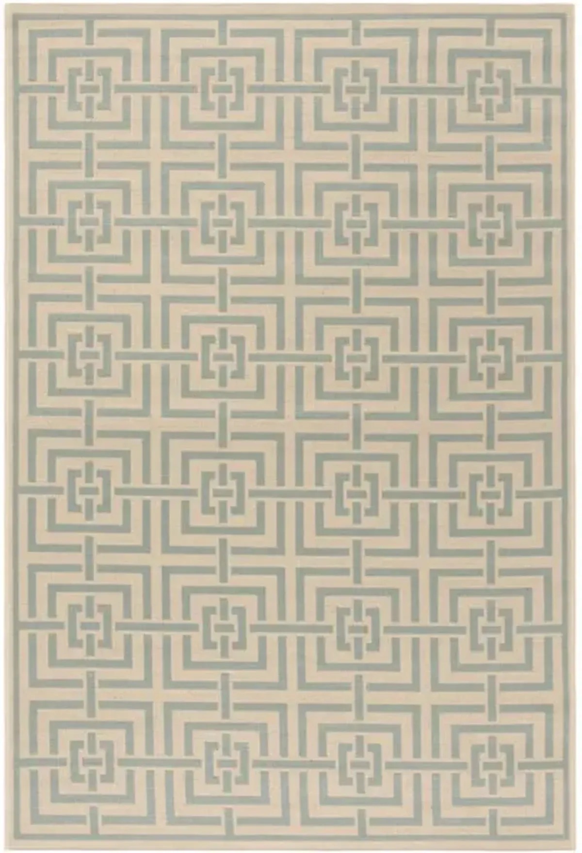 LINDEN 128 Collection LND128L-4 Cream / Aqua 4' X 6'