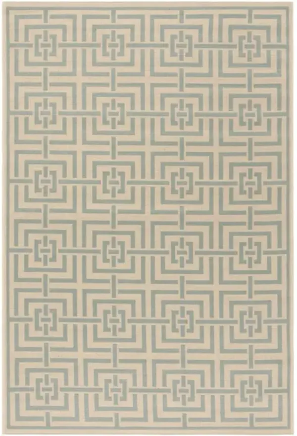 LINDEN 128 Collection LND128L-4 Cream / Aqua 4' X 6'