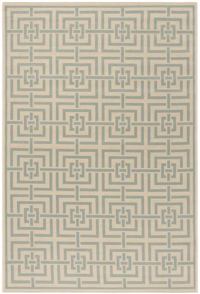 LINDEN 128 Collection LND128L-4 Cream / Aqua 4' X 6'