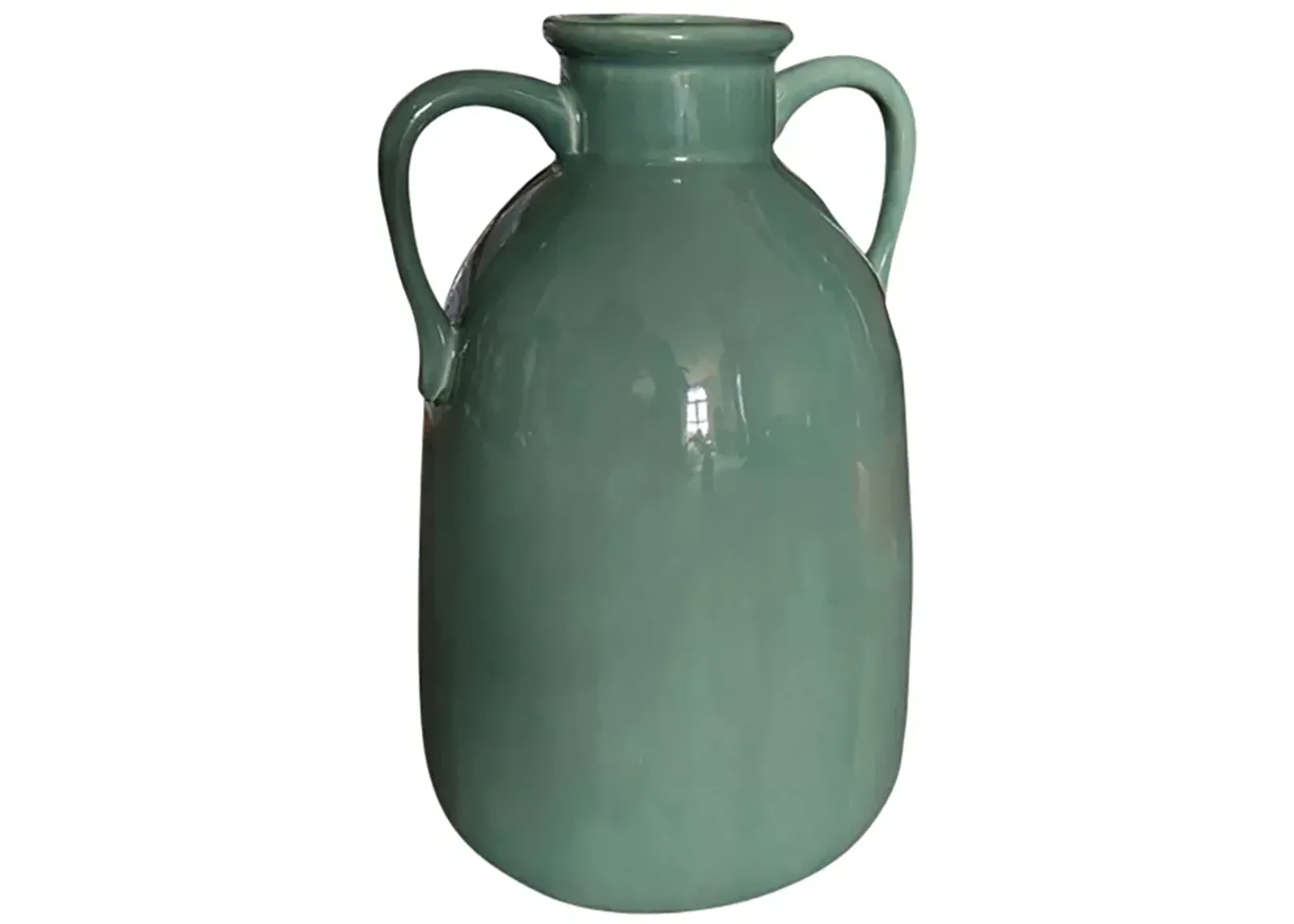 Cer, 10"h Eared Vase, Dark Sage