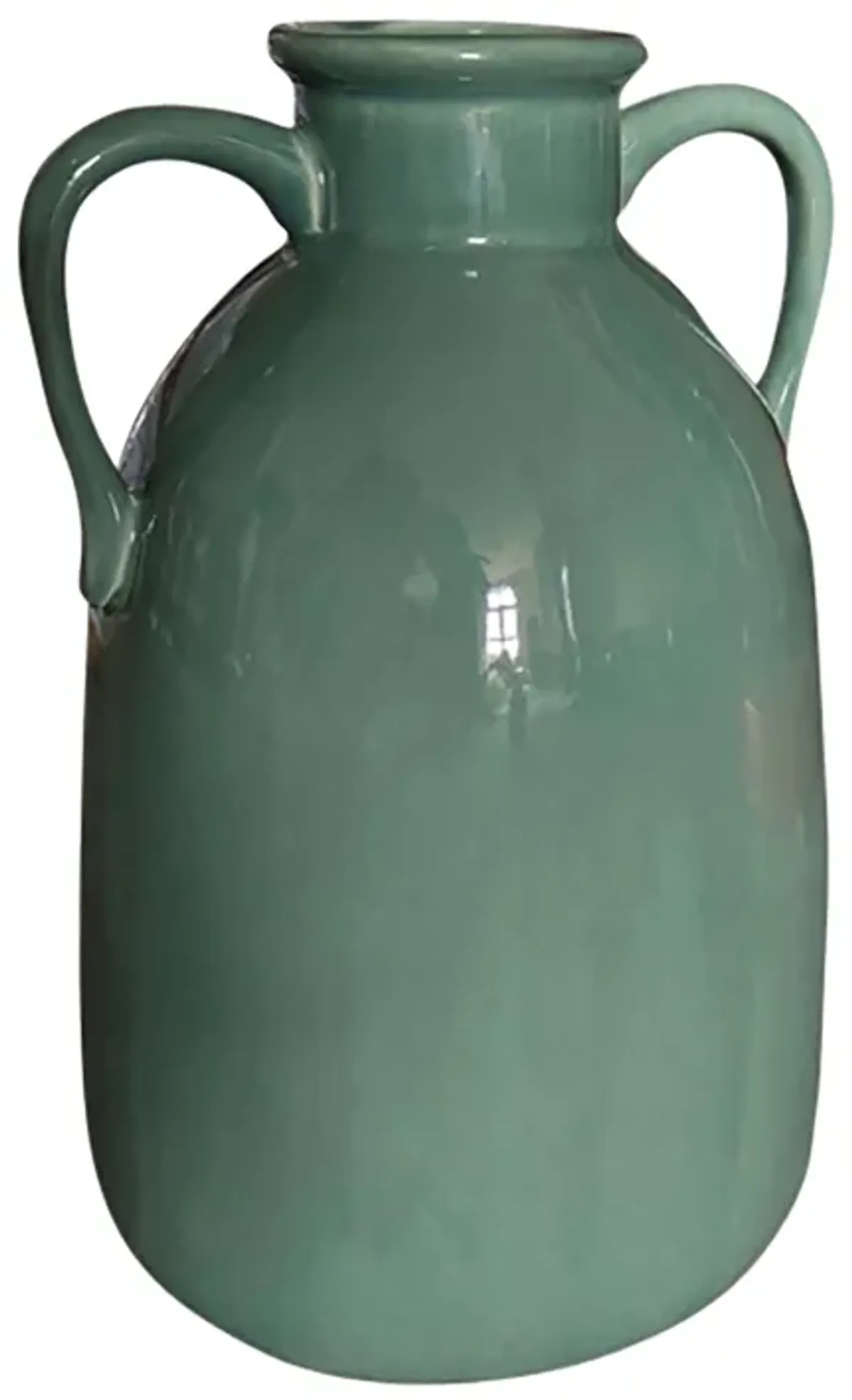 Cer, 10"h Eared Vase, Dark Sage