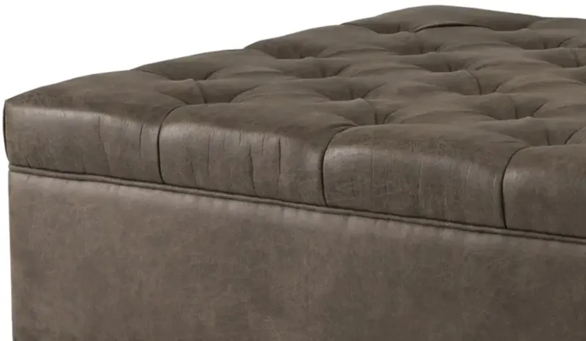 Madison Park Lindsey Brown Tufted Square Cocktail Ottoman