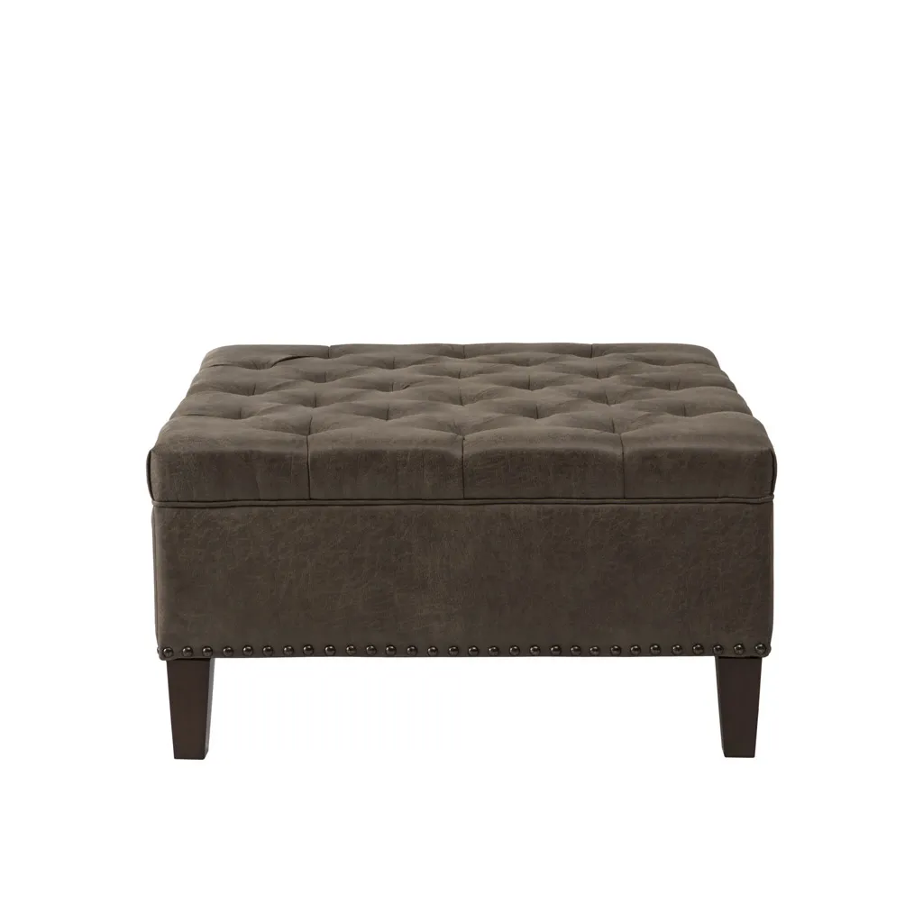 Madison Park Lindsey Brown Tufted Square Cocktail Ottoman