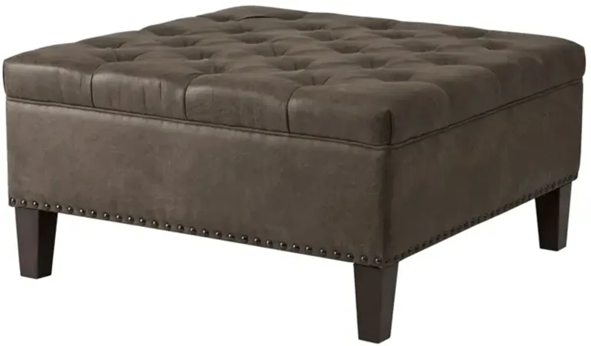 Madison Park Lindsey Brown Tufted Square Cocktail Ottoman