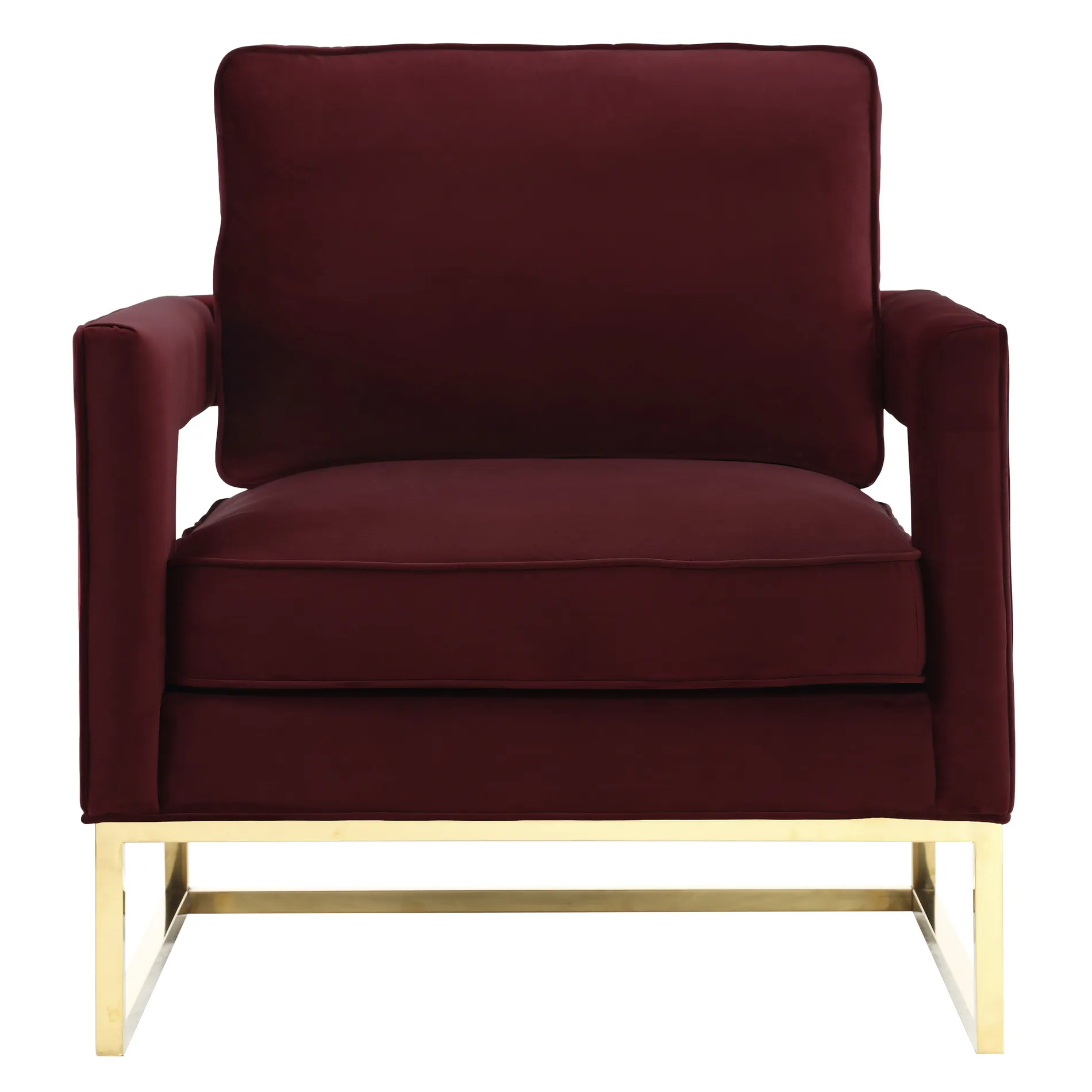 avery maroon velvet chair with polished gold base