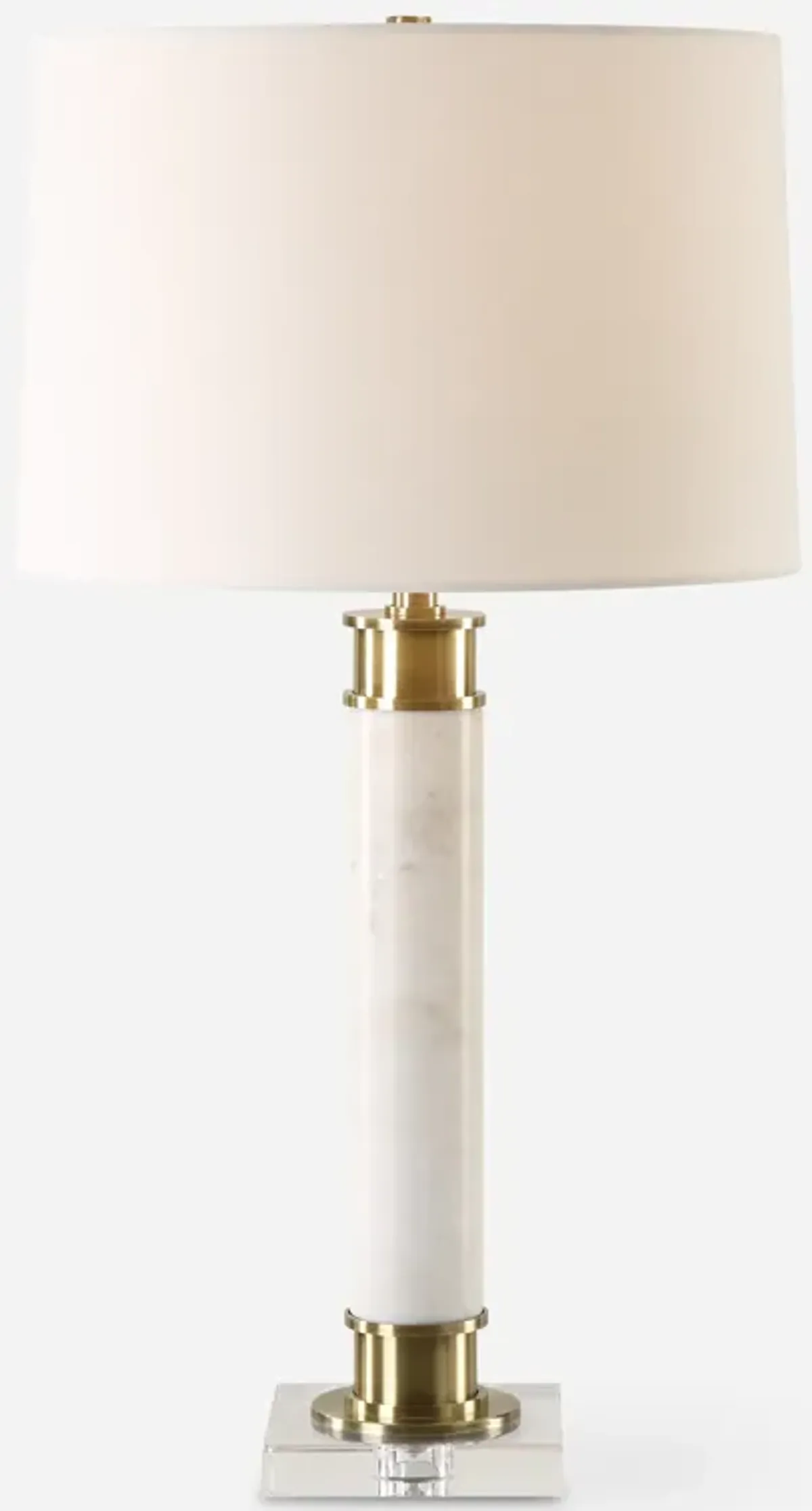 Plinth White Marble Table Lamp