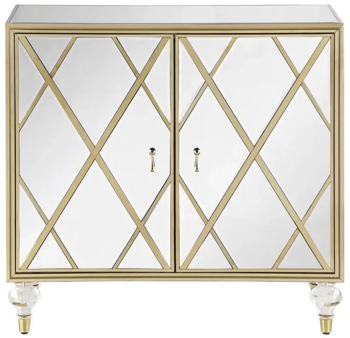 Astilbe 2-door Accent Cabinet Mirror and Champagne