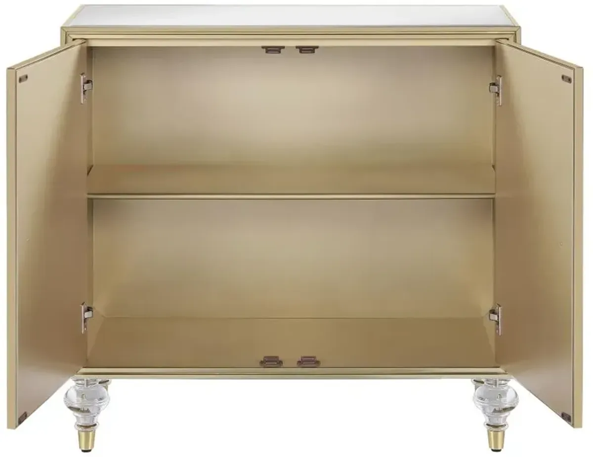 Astilbe 2-door Accent Cabinet Mirror and Champagne