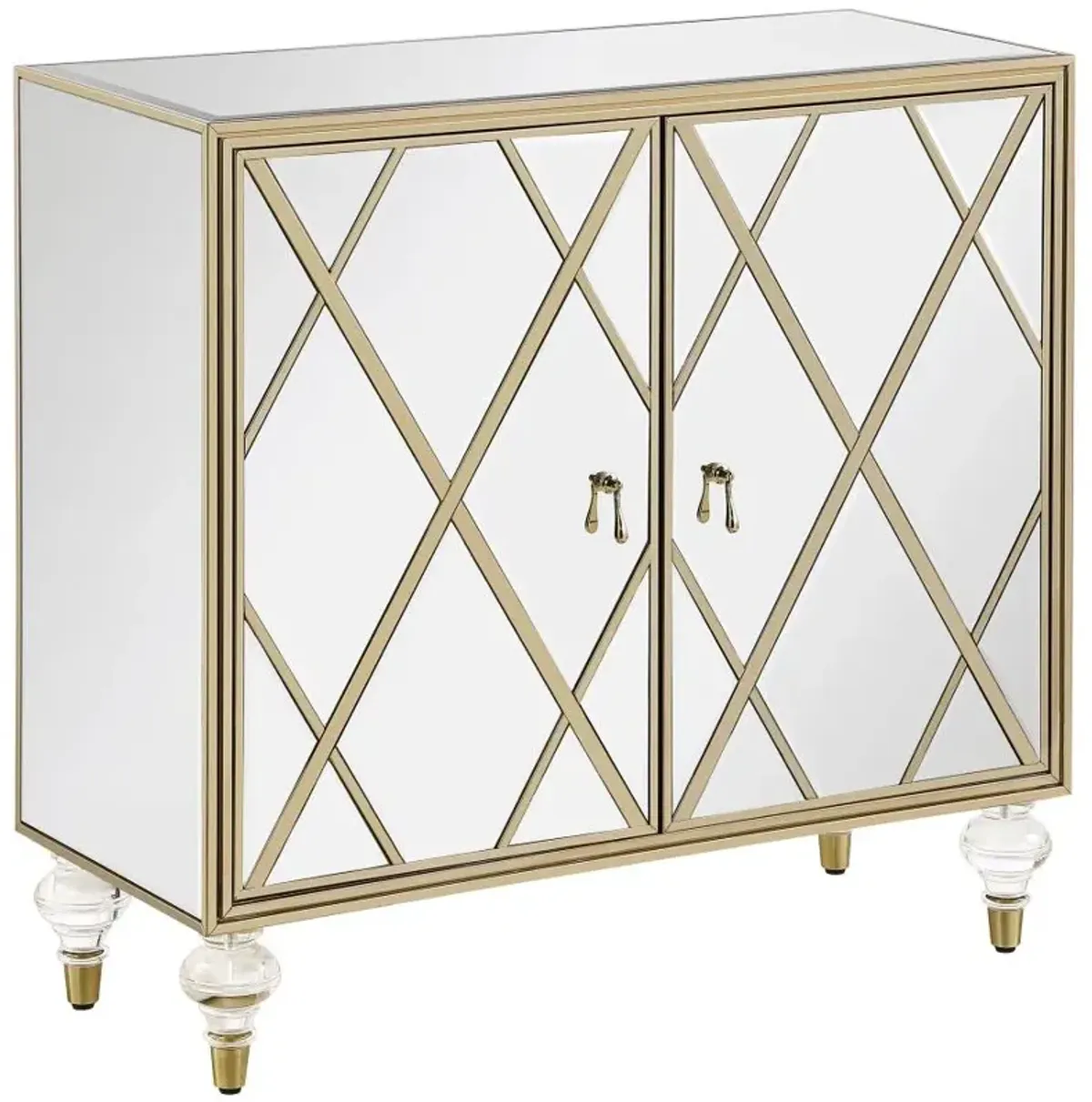 Astilbe 2-door Accent Cabinet Mirror and Champagne