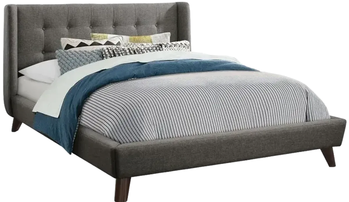 Alexandra Button Tufted Eastern King Bed Grey